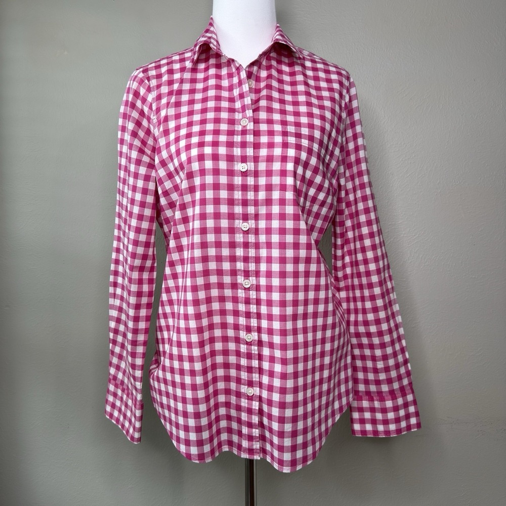 J Crew Women S Gingham Lightweight Cotton Button Down Shirt Signature Fit Preppy